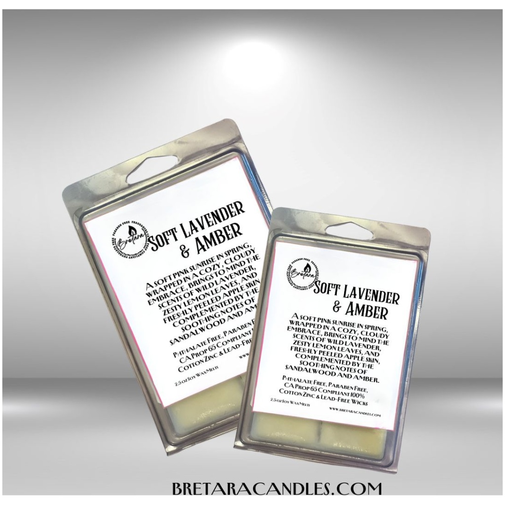 Soft Lavender & Amber Soy Wax Candles and Melts - Image 2