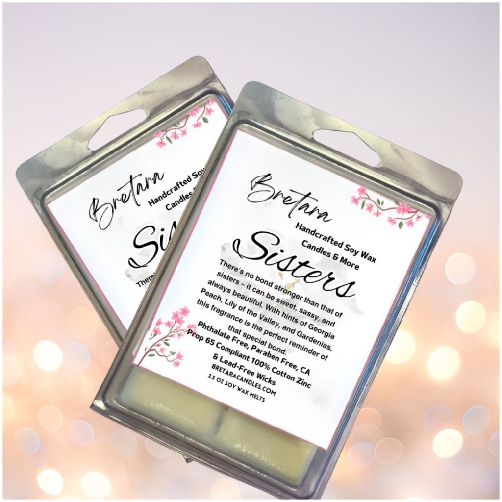 Sisters-Handcrafted Georgia Peach and Sweet Gardenia scented Soy Wax Candles & Melts - Image 6