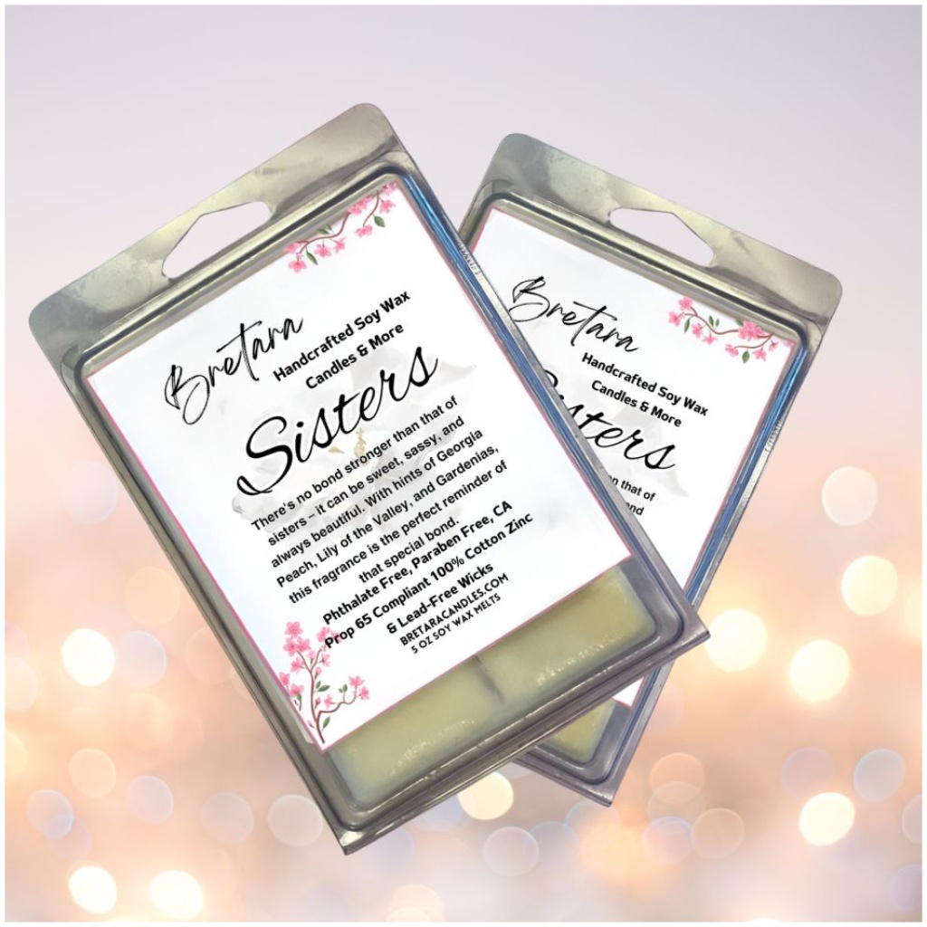 Sisters-Handcrafted Georgia Peach and Sweet Gardenia scented Soy Wax Candles & Melts - Image 7